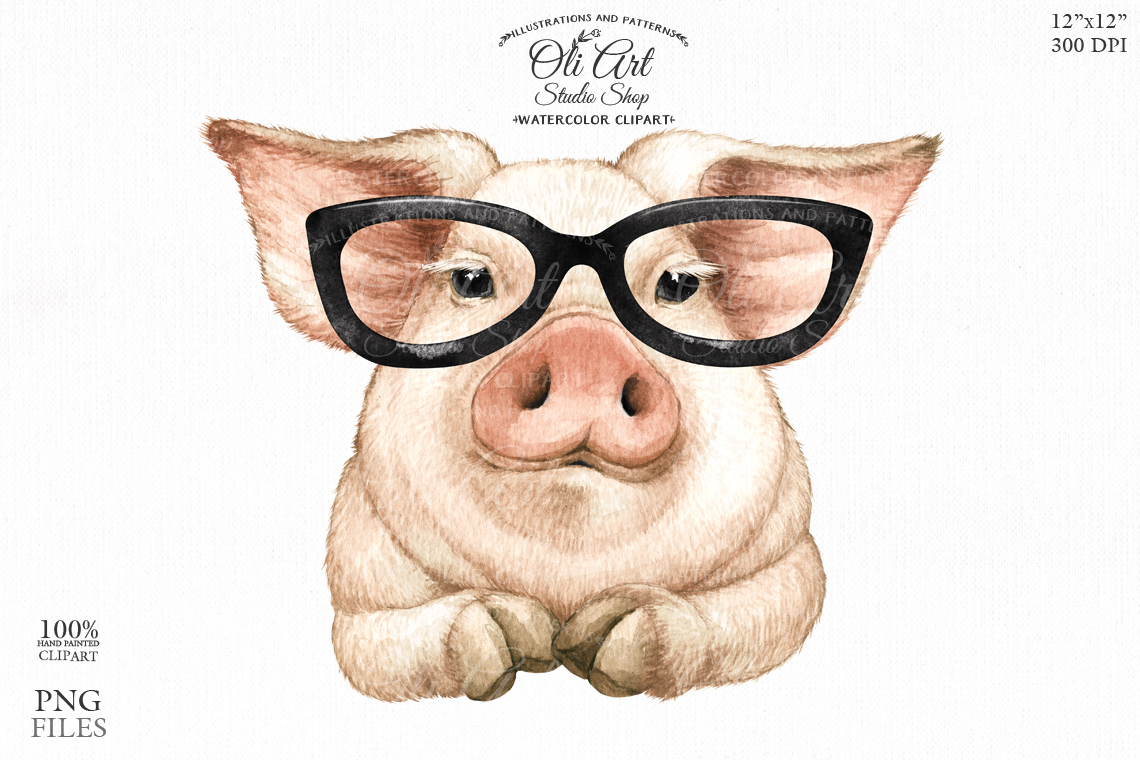 pig wearing glasses