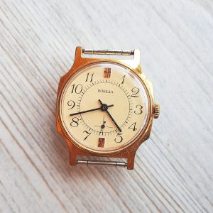 soviet mens watch pobeda gold plated