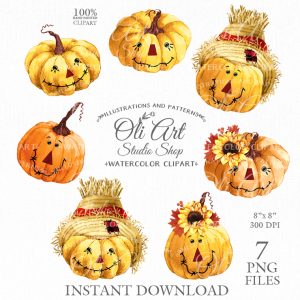 Scarecrow pumpkin, Scarecrow face, Fall clipart, autumn pumpkin