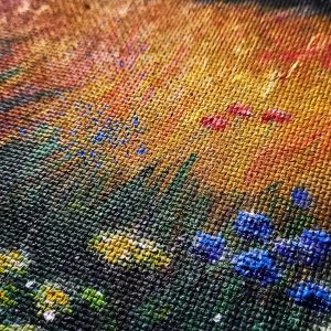 Wheat Field Painting 8*12″ Cornflowers Acrylic Art Yalozik
