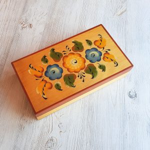 Casa 360 Wooden jewelry box vintage – folk art floral painted old box wood