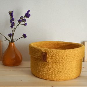 yellow soft rope basket for home decor