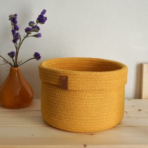 yellow soft rope basket for storage