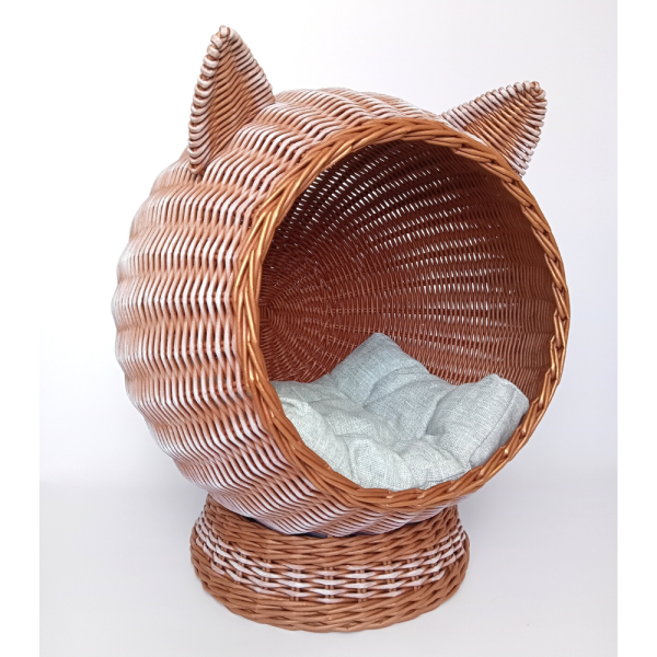 Round wicker cat bed