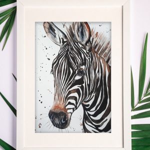 Zebra watercolor original animal painting 8×11 inch wall decor by Anne Gorywine