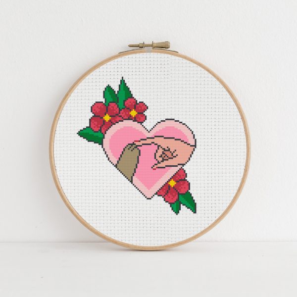 Cute heart cross stitch pattern PDF