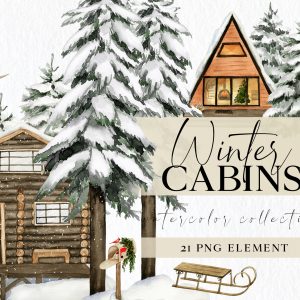 Casa 870 Watercolor winter cabins