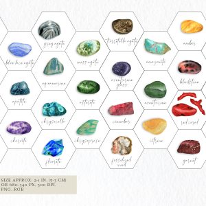 Watercolor gemstone clip art, crystal jewelry clipart for instant download