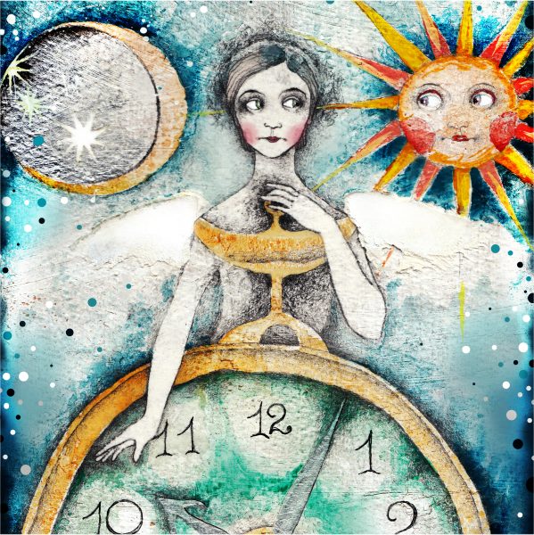 antique clock painting