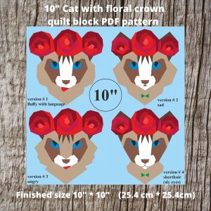 10in Cat quilt block