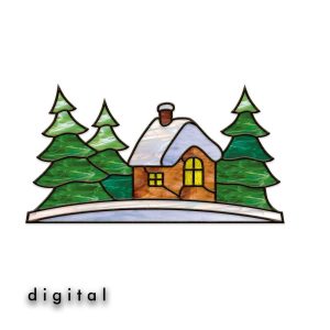 Handmade Marketplace 558 Miniature Christmas Village Stained Glass Pattern House, Holiday Decoration