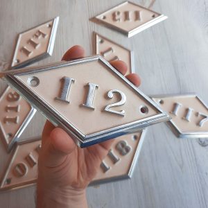 Soviet address rhomb number plate 112 – Apartment door number plaque USSR