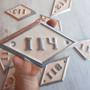 Soviet address rhomb number plate 114 – Apartment door number plaque USSR