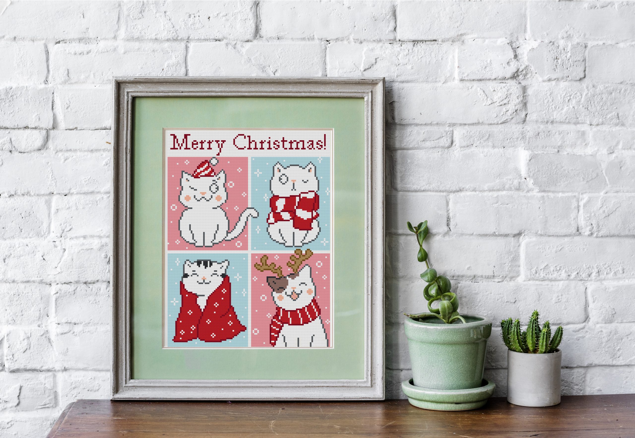 Funny Christmas cats cross stitch pattern PDF