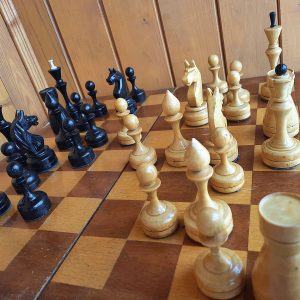 1960s vintage Soviet wooden chess set – medium size Russian old chess game