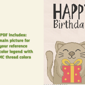 Birthday cross stitch pattern, Modern cross stich, PDF Pattern /120/