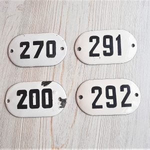 Enamel metal address number sign 292 – apartment door number plaque vintage