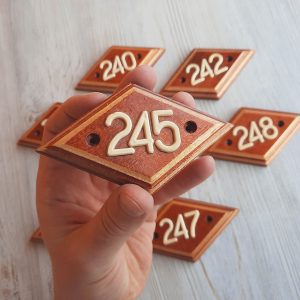 wooden door number sign 245