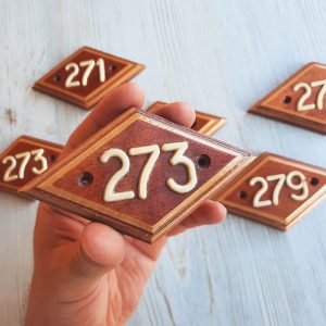 Home 597 wooden rhomb address number sign 272