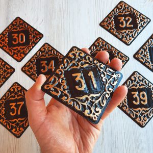 Home 408 Apartment door number sign 31 – vintage decorative address rhomb number plate