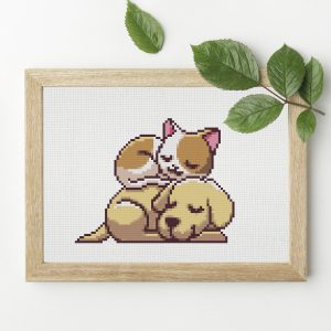 Cat and dog cross stitch pattern