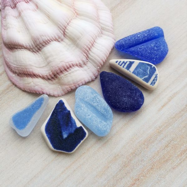 Blue sea glass set B41
