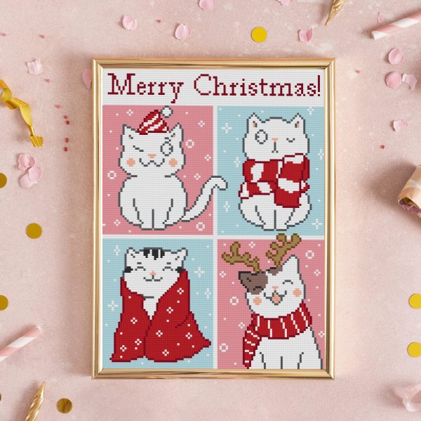 Funny Christmas cats cross stitch pattern PDF