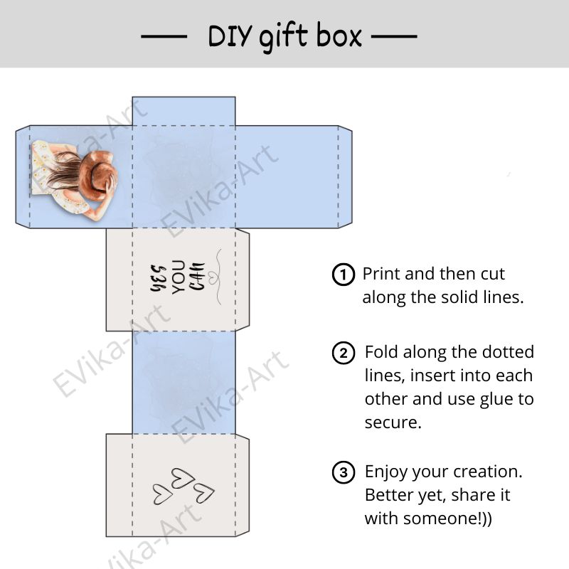 DIY gift box Girl in а hat 1 box girl