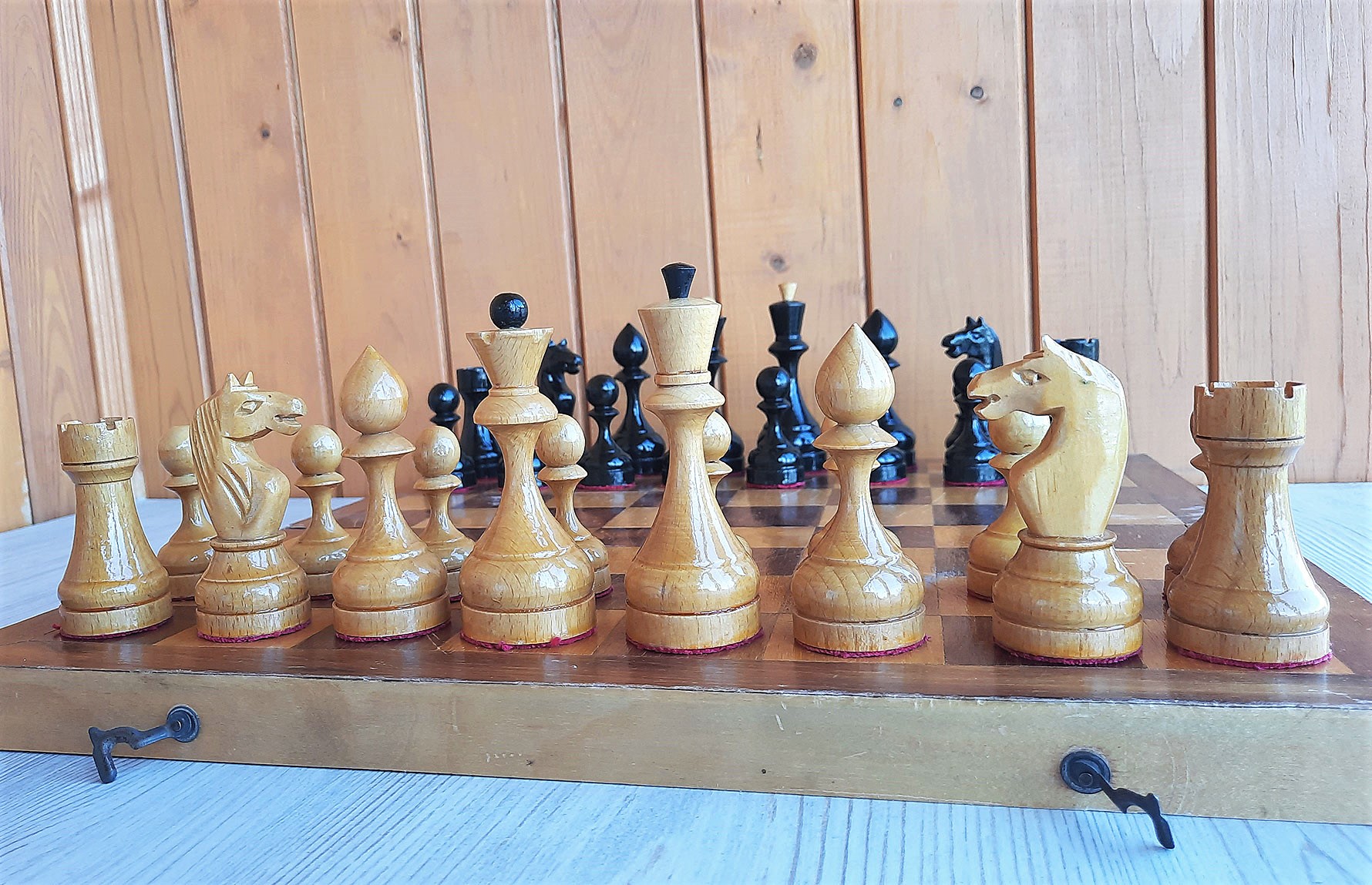 1950s old chess set USSR wooden vintage chess board 29x29cm - Shop Chess24  Board Games & Toys - Pinkoi