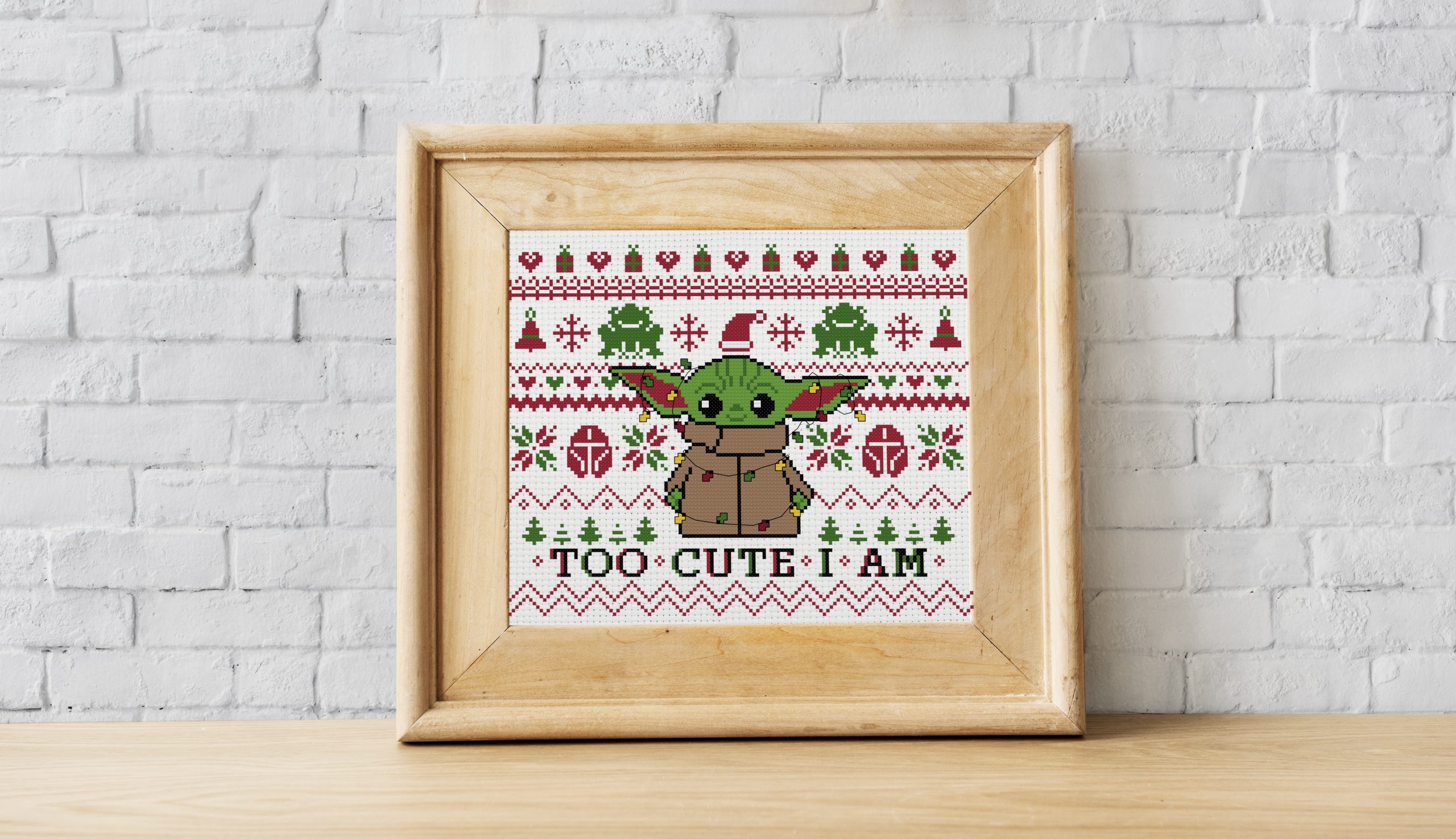 Christmas Baby Yoda cross stitch pattern