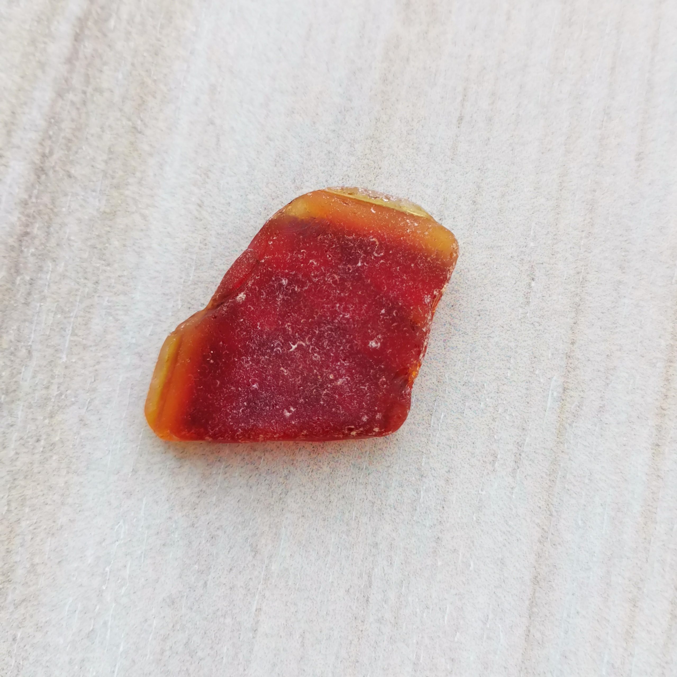 Ambergine orange red sea glass K34