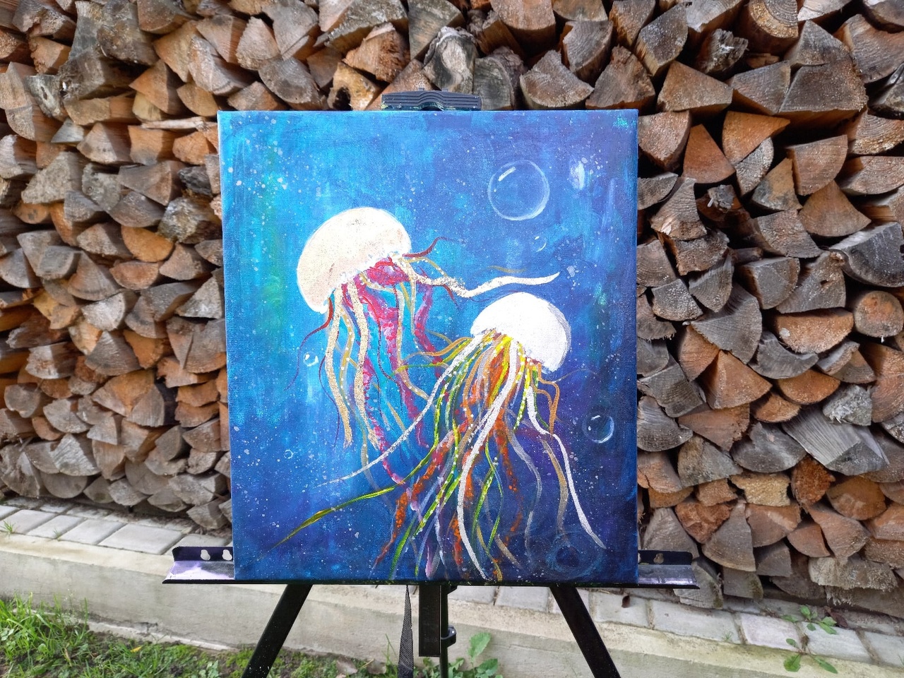 Jellyfish painting on canvas 14*16