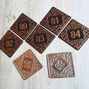 Apartment door number sign 86 – vintage black brass decorative address plate