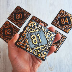 Apartment door number sign 81 – vintage black brass decorative address plate