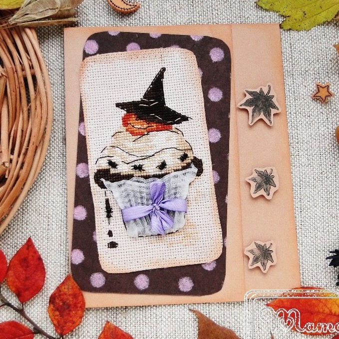 Halloween cake Greeting card Cross stitch and Cardmaking PDF intstuction 1 Halloween cake
