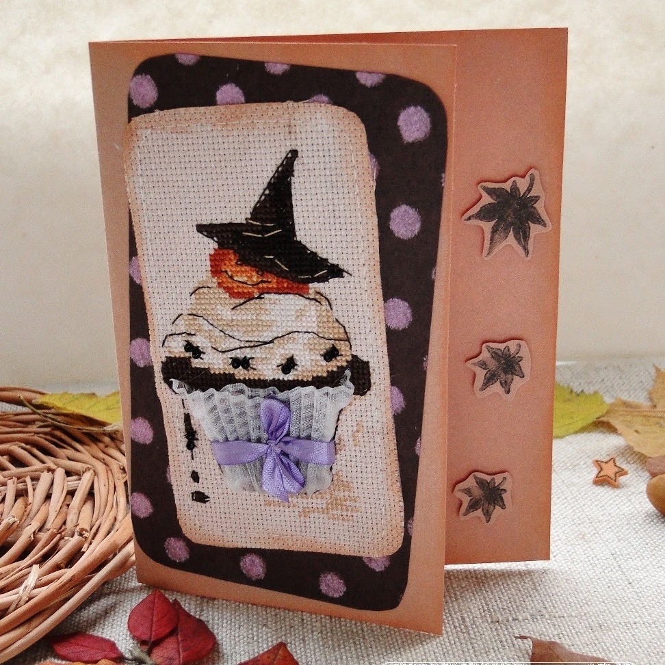 Halloween cake Greeting card Cross stitch and Cardmaking PDF intstuction 2 Card