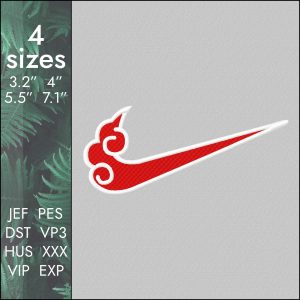 Akatsuki Nike Embroidery Design, Naruto anime, 4 sizes