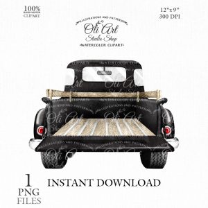 Pickup truck png, digital clip art, vintage truck, retro trucks