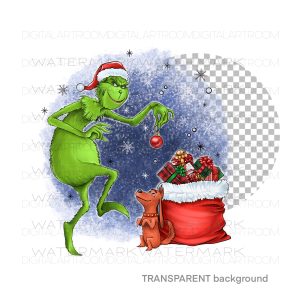 Christmas green men Grinch digital art illustration