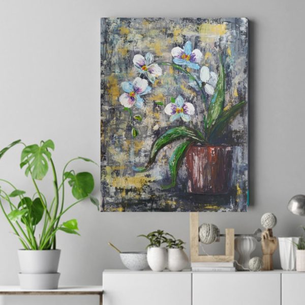 Floral interior painting 14*20" acrylic orchid by Yalozik
