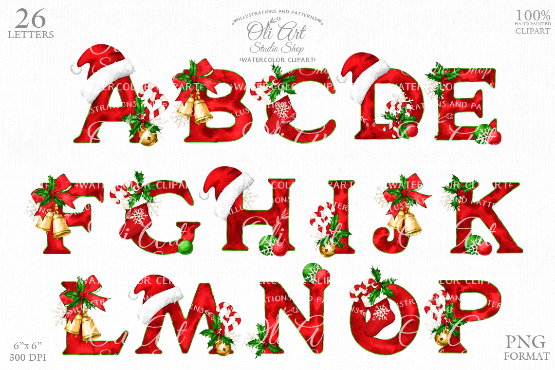 Alphabet Clipart Watercolor, Tool Clipart, Name Letters