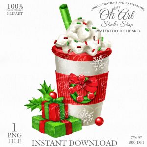 Christmas Coffee PNG. Christmas Digital File. Spice Latte. Xmas