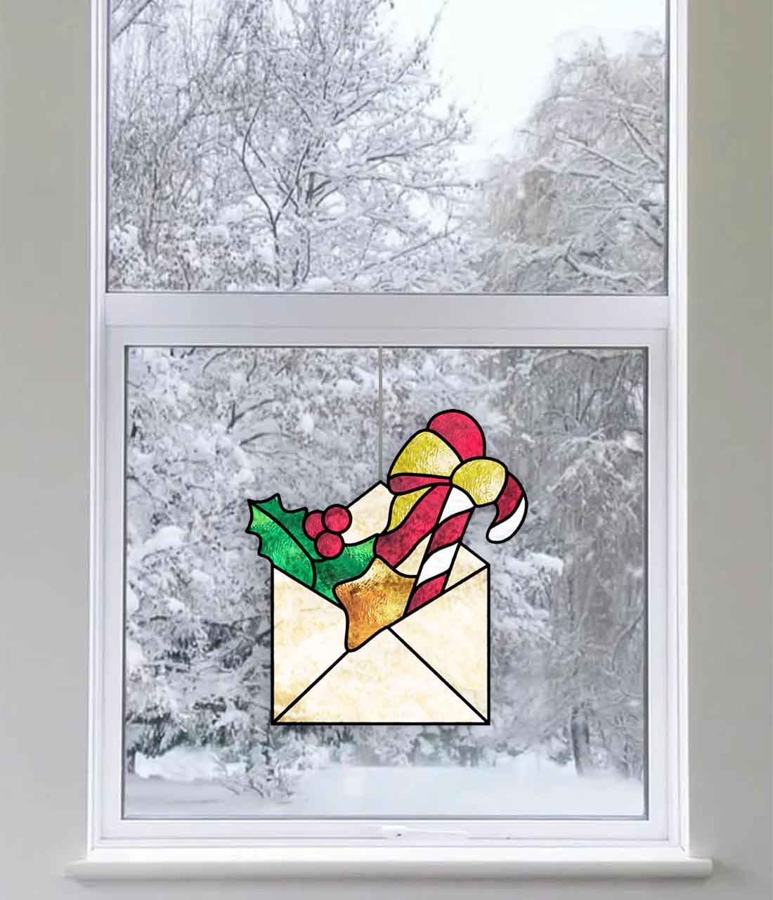 Christmas letter stained glass pattern window