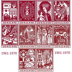 Christmas Sampler 1961-1970 Cross Stitch Pattern PDF Monochrome