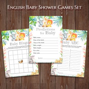 Safari Baby Shower Games Bundle Printable Forest Theme