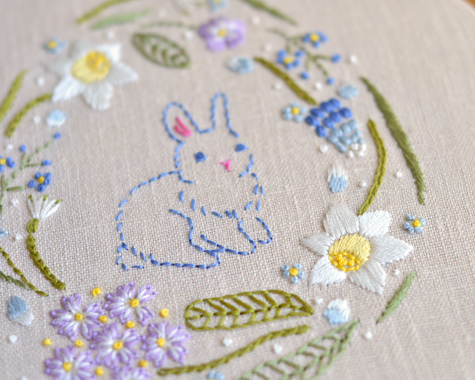 Easter hand embroidery pattern PDF. Bunny & spring flowers 6 Easter hand embroidery pattern PDF. Bunny & spring flowers - Image 6