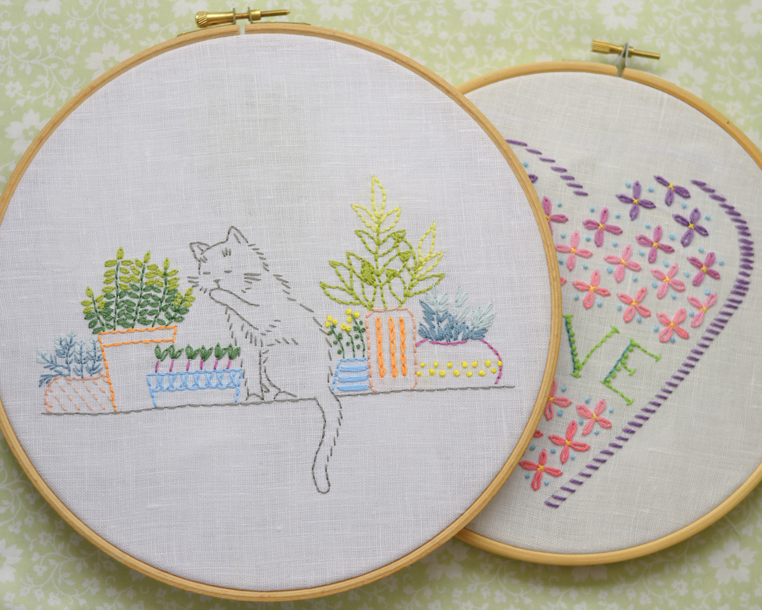 Cat hand embroidery pattern PDF. Windowsill garden. NaiveNeedle 3 Cat hand embroidery pattern PDF. Windowsill garden. NaiveNeedle - Image 3