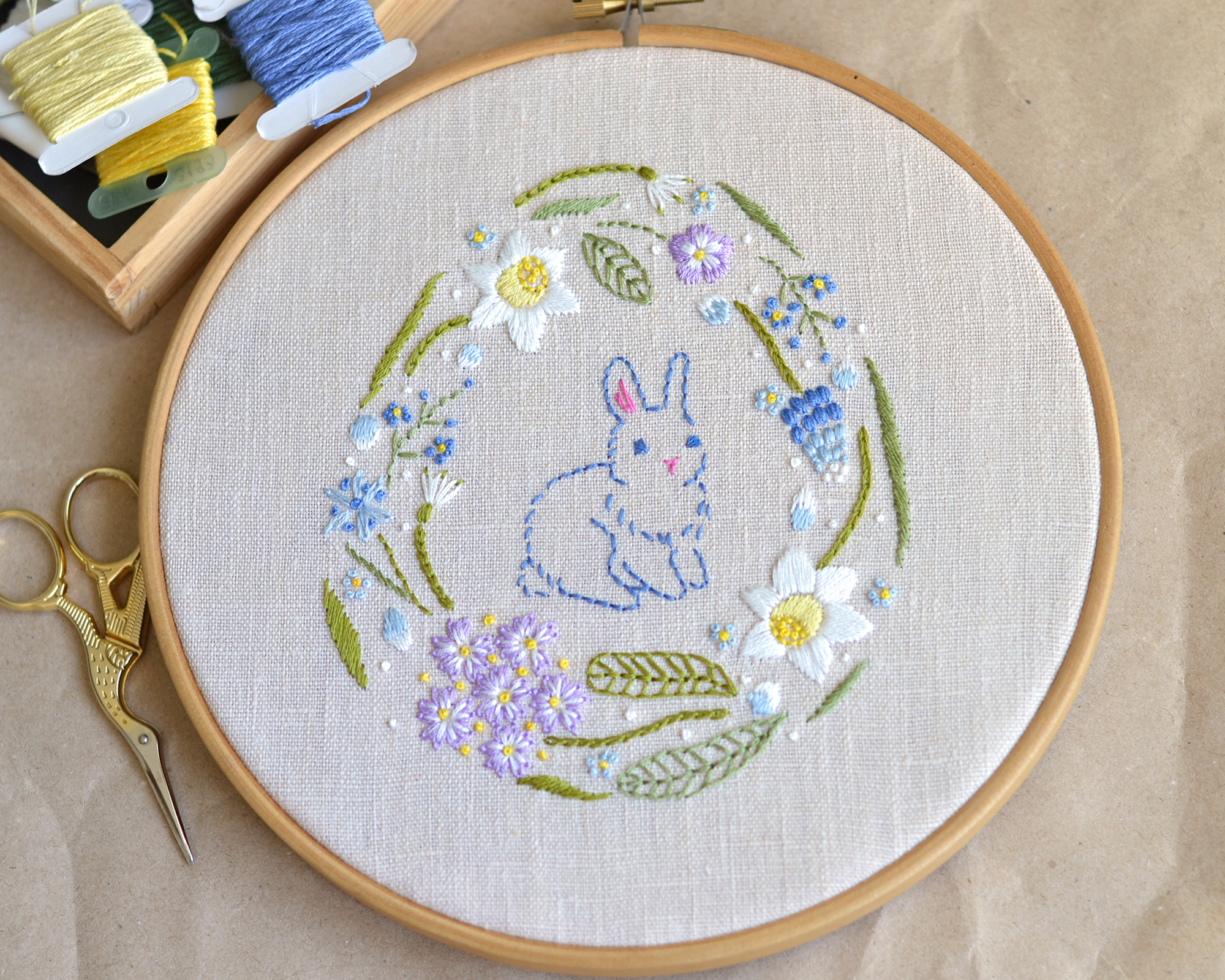 Easter hand embroidery pattern PDF. Bunny & spring flowers 4 Easter hand embroidery pattern PDF. Bunny & spring flowers - Image 4