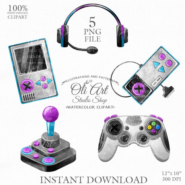 Game clipart, digital image gamer, party digital clipart digital