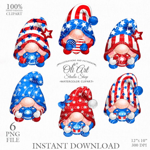 Patriotic Gnomes PNG clipart Cute Baby 4th Of July Independence Day
